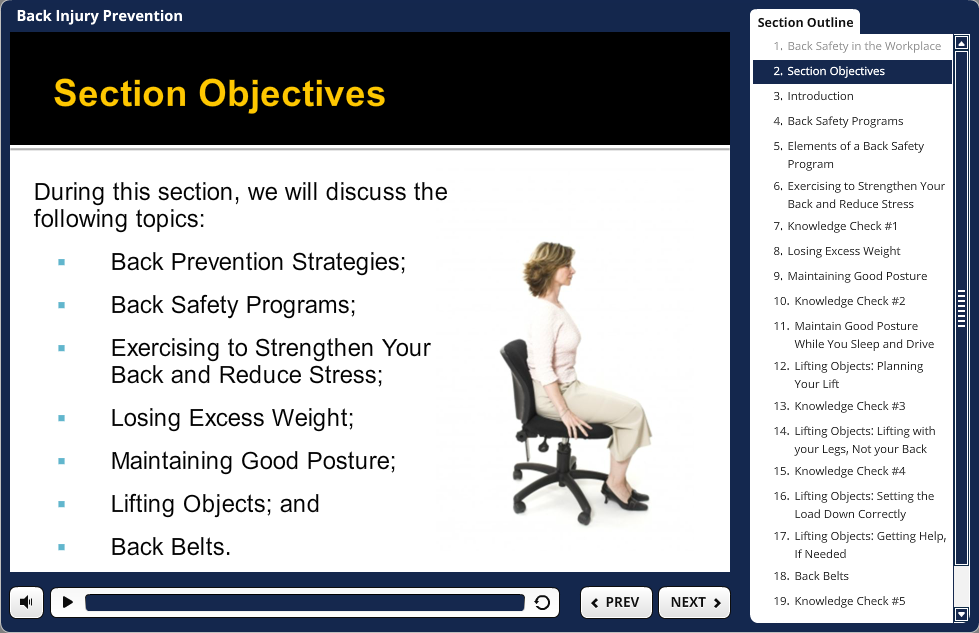 Workplace Back Safety training demo.