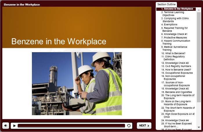Benzene in the Workplace training demo
