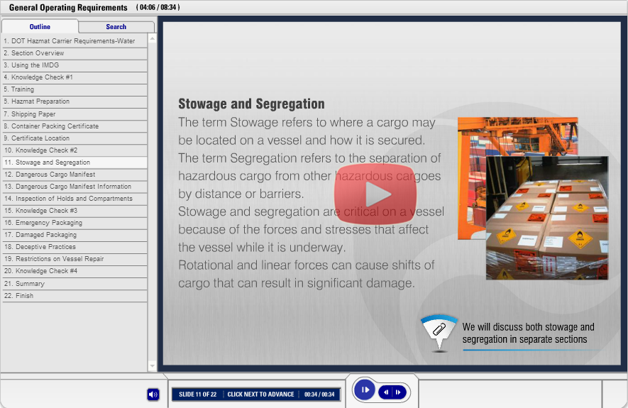 DOT Hazmat Vessel Carrier Training Demo.