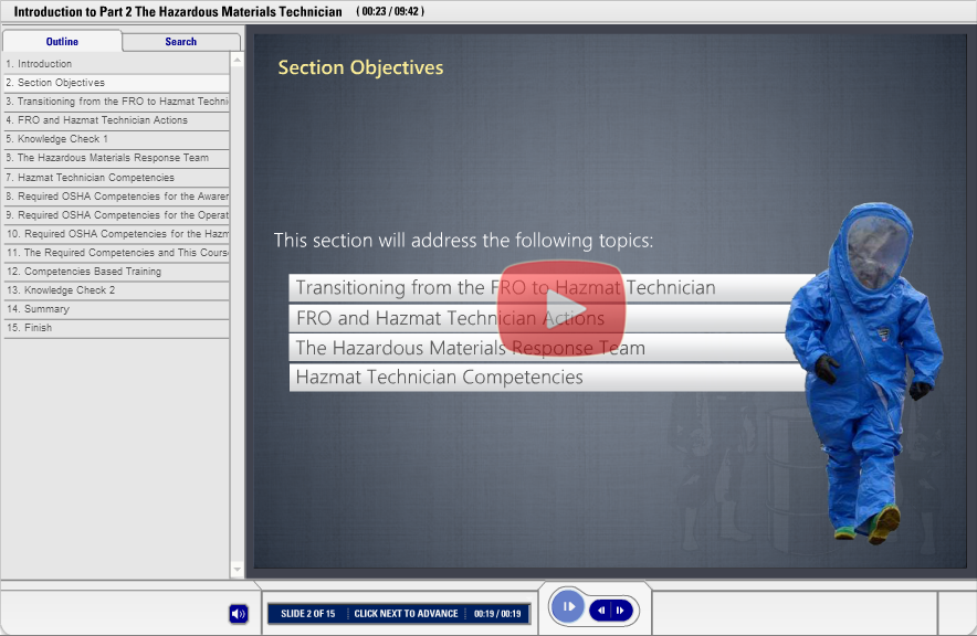 Hazmat Technician Online training demo.