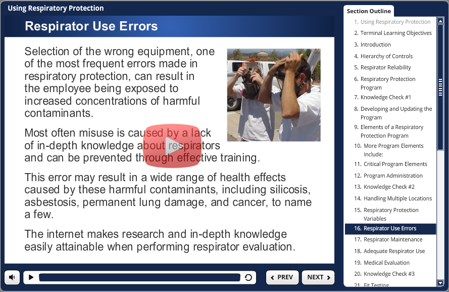 OSHA Respiratory Protection Training Online demo.