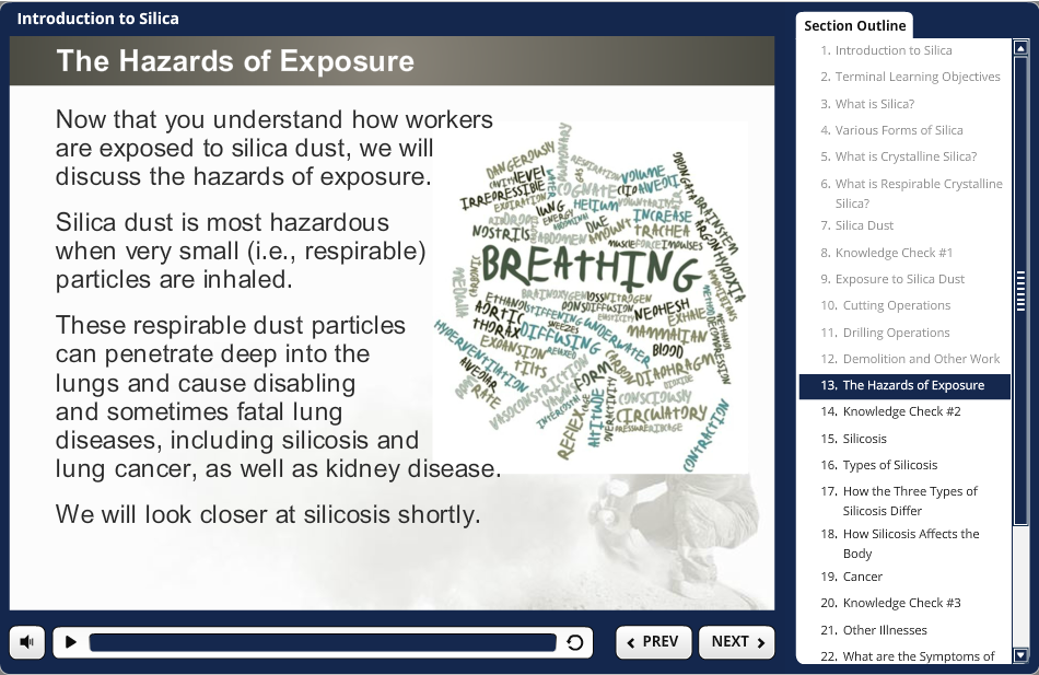 Silica Awareness Training Online demo.