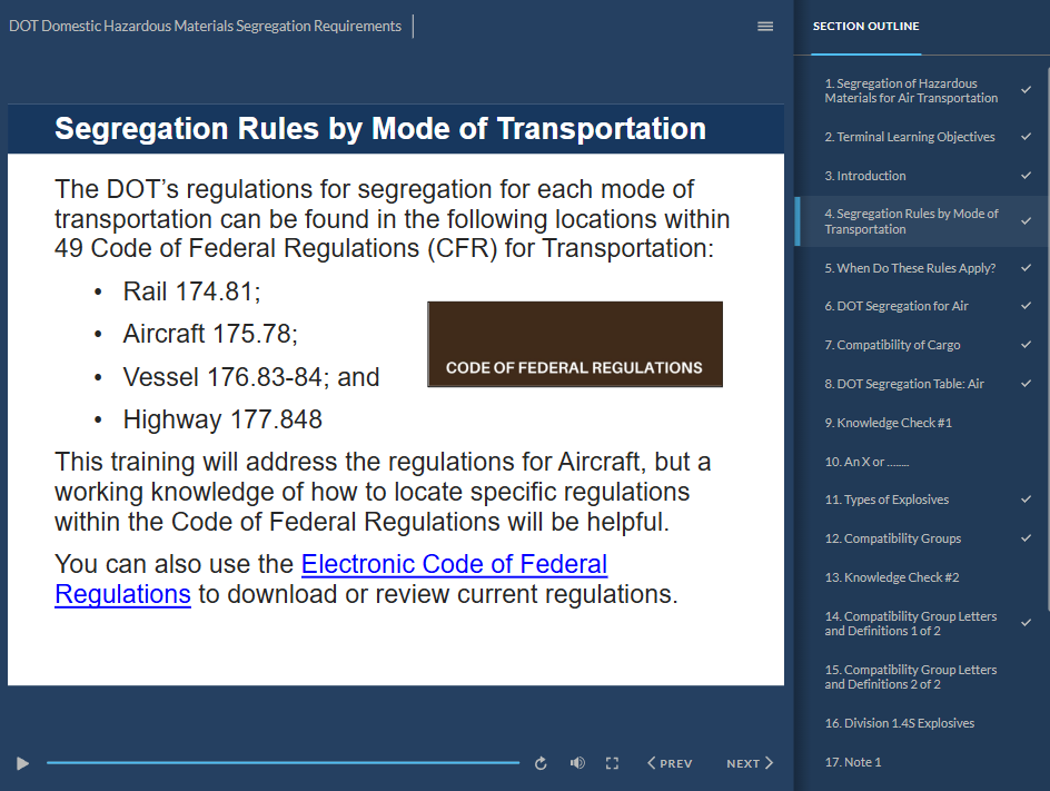 DOT Hazmat Segregation Air training demo.